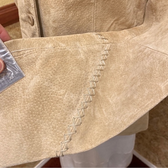 Beyond California NWT Suede Leather Jacket Blazer Womens Tan Size Large Western - Picture 6 of 15